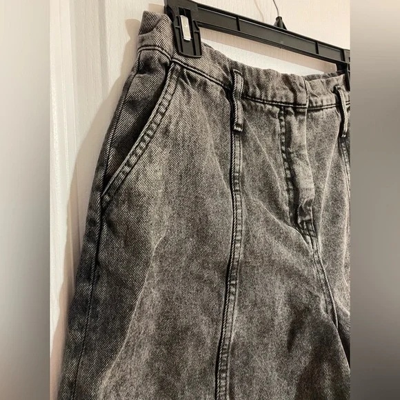 Zara High Waist Paper Bag Acid Wash Western Festival Boho Jean Shorts Size 6 - Picture 3 of 9